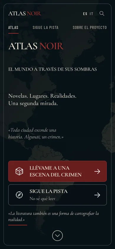 Atlas Noir en el móvil: el mapamundi con los marcadores