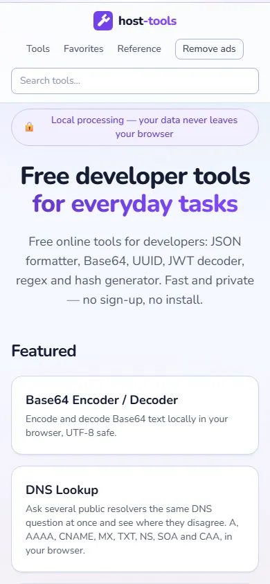 Host-Tools en el móvil: buscador y catálogo de herramientas